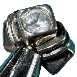 Chamilia Sterling Silver 925 Clear Crystal Industrial Gear Bead Charm